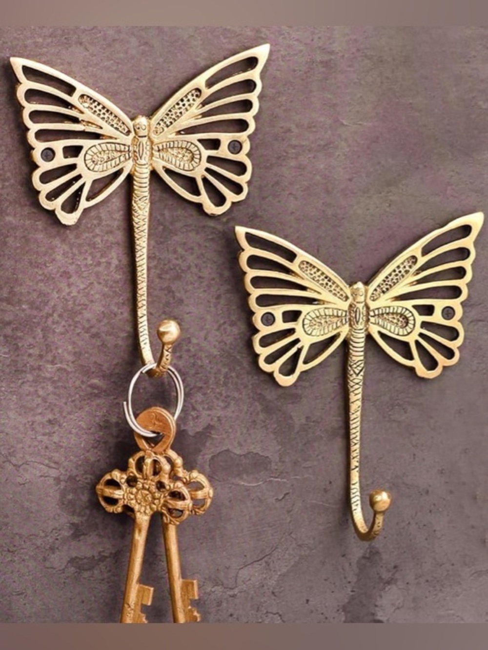 Brass Butterfly Wall Hook - Set of 3